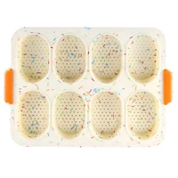 cavity pan mini baguette baking tray oval easy clean breadstick bread rolls silicone french cookie white gray teal cake mold