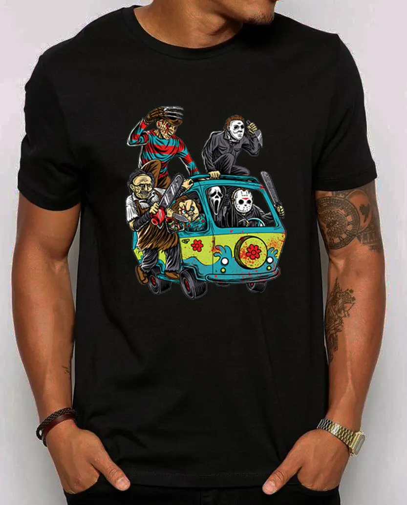 Резня машина пародия Ужасы фильмы футболка Веселая страшные фанаты