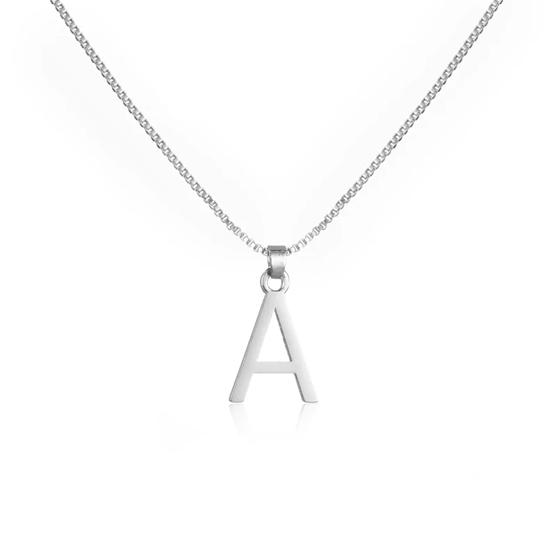 

SIPENGJEL Fashion Alphabet A-Z Letter Pendant Necklace Elegant Simple Metal Style Choker Necklaces For Women Box Chain Jewelry