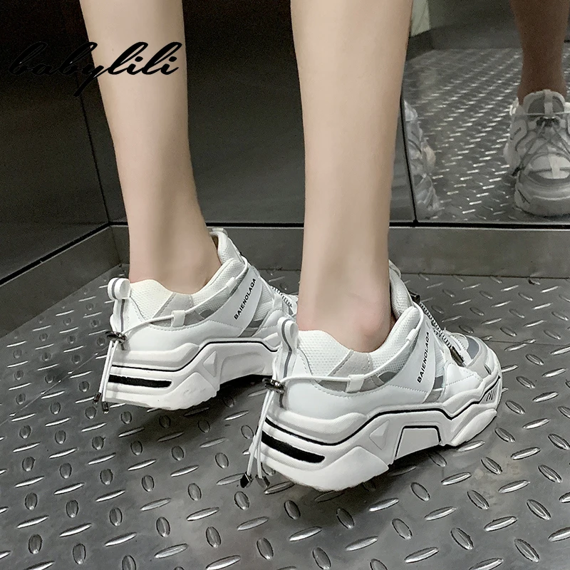 Женские кроссовки модные блестящие массивные коллекция 2019 года Летняя обувь