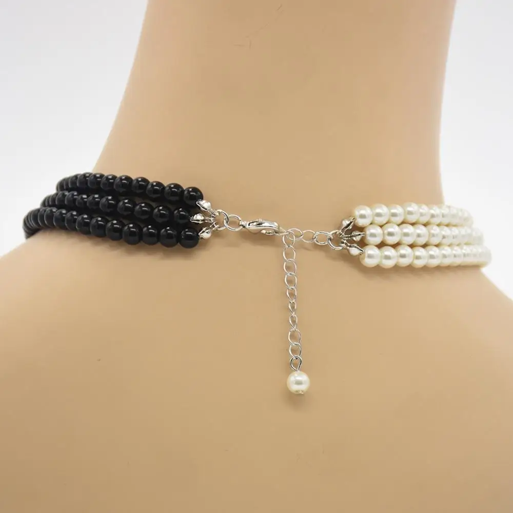Women's Pearl Short Necklace Independent Original Black and White Two-Color Female Clothing Wild Jewelry | Украшения и