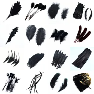 20pcs Black Ostrich Goose Feathers for Crafts Party Decoration DIY Dyed Pheasant Feather for Jewelry Making Home Wedding Plumes