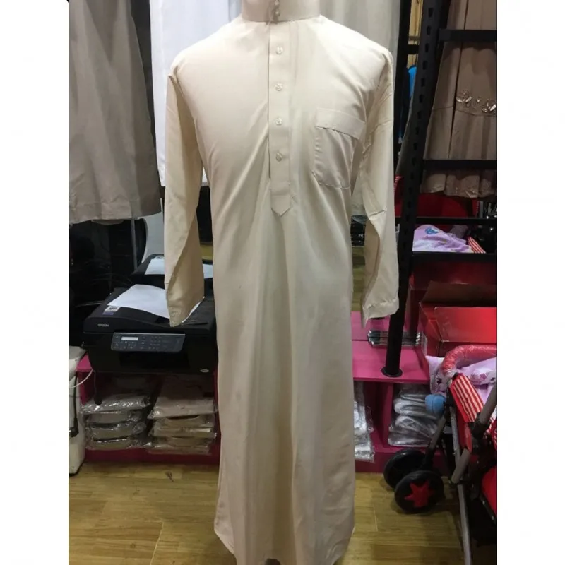 Мужской кафтан с длинным рукавом Jubba tobe мусульманский одежда в мусульманском
