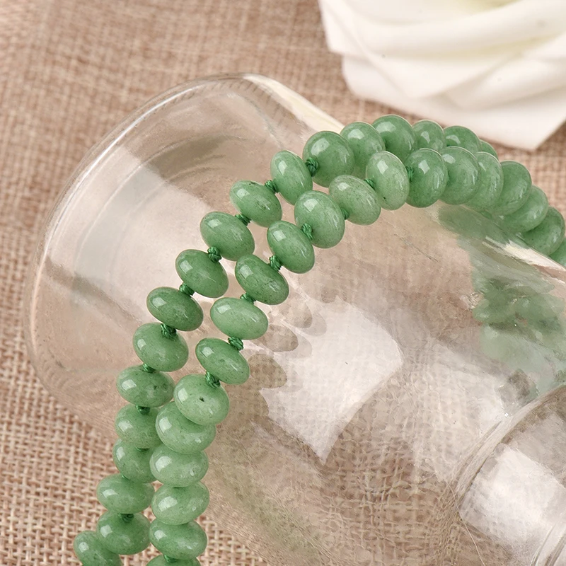 Зеленый Халцедон 5x8 мм колеса браслет из ожерелья и бисера ручной работы DIY