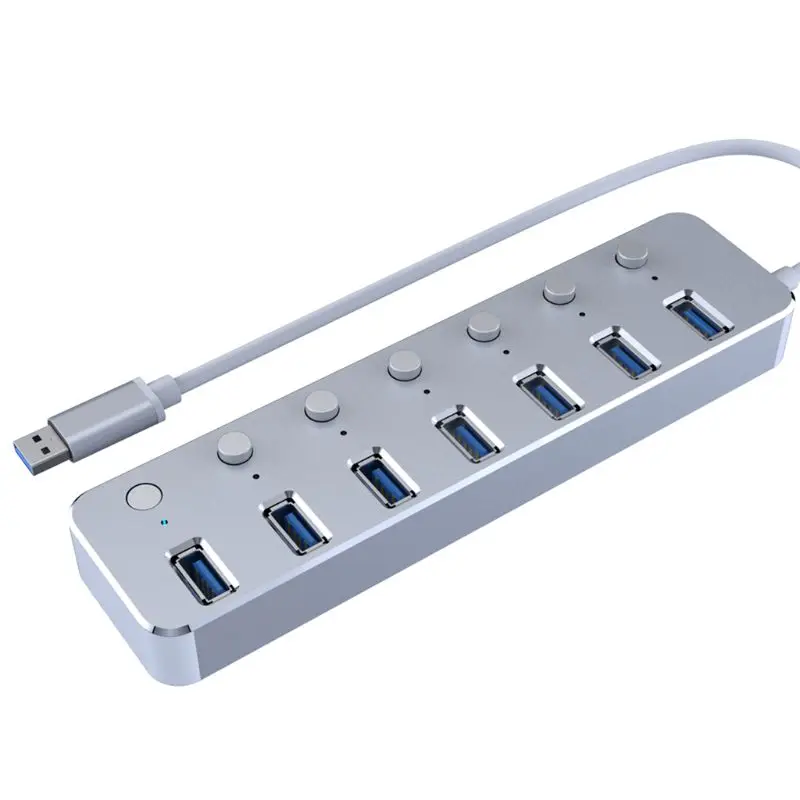 Алюминий USB 3 0 концентратор 7 Порты и разъёмы расширитель разветвитель с