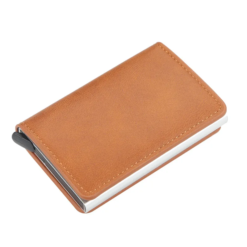 

Credit Card Holder Wallet Men Women Metal RFID Vintage Aluminium Bag Crazy Horse PU Leather Bank Cardholder Case