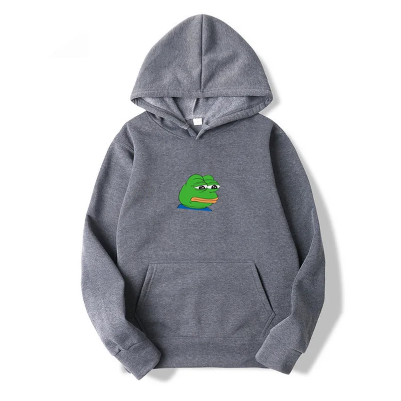 

Sad Frog Print Fashion Hoodies Men/Women Casual Hip Hop Japan Harajuku Sweatshirt Winter Fleece Kept Warm Funny Pullover Hoody