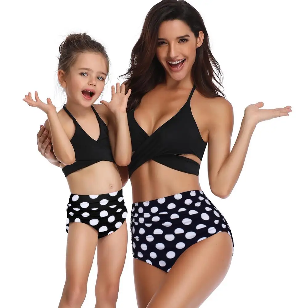 Женский купальник-бикини в полоску комплект из двух предметов для мамы и дочки