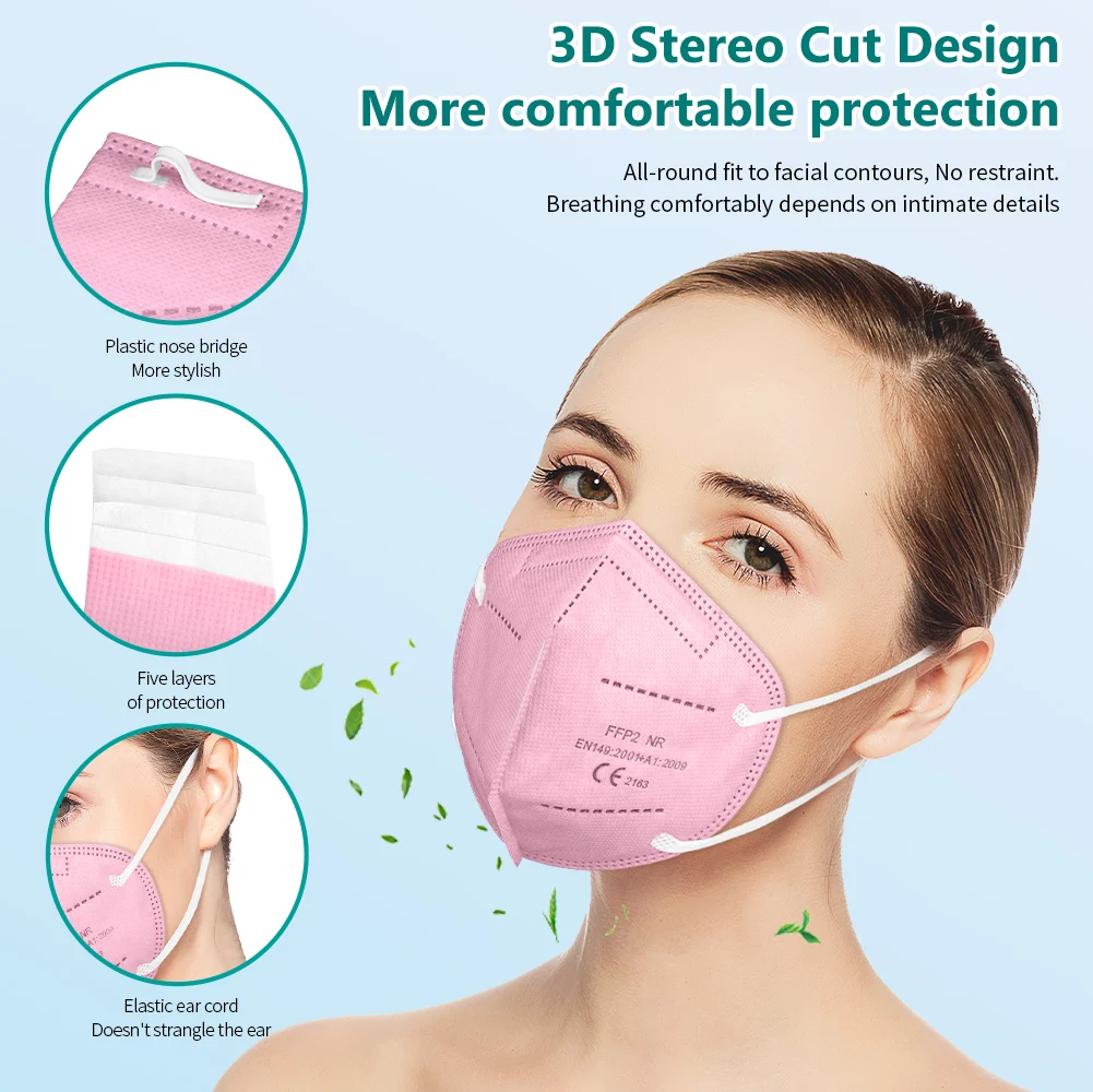 Маска для взрослых Mascarilla FPP2 Homologada 5 слоев KN95 FFP2Mask CE FFP 2 9 цветов FFP2