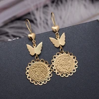 wando coins earrings for women islam muslim arab coin money sign gold color middle eastern jewelry earrings metal coin jewelry