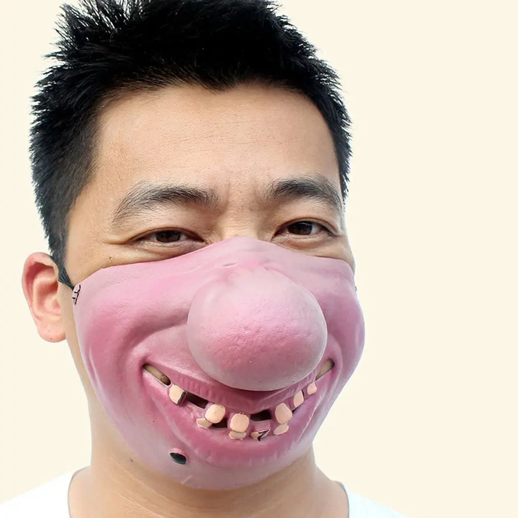 Маска на половину лица из латекса для Хэллоуина забавная и страшная маска