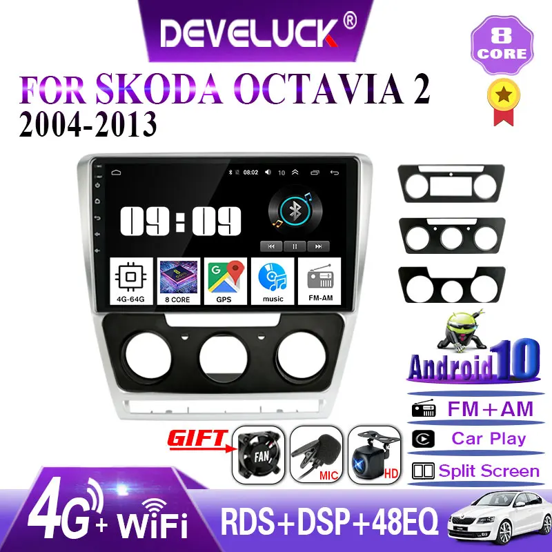 

10" 4G+64G Android 9.0 Car Radio For Skoda Octavia 2 2004-2013 2din Multimedia Navigation GPS Player 4G net RDS Floating window