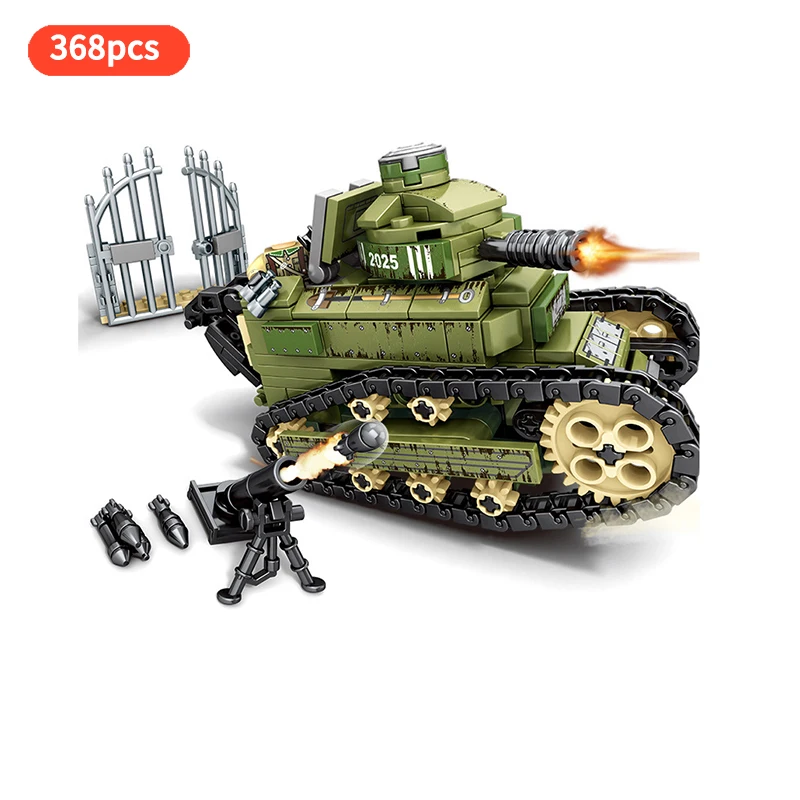 

368 в армейском стиле серии Renault FT-17 резервуар для Военная Униформа Первой мировой войны Minifigs-фигурки, строительные блоки, игрушки для Детский...