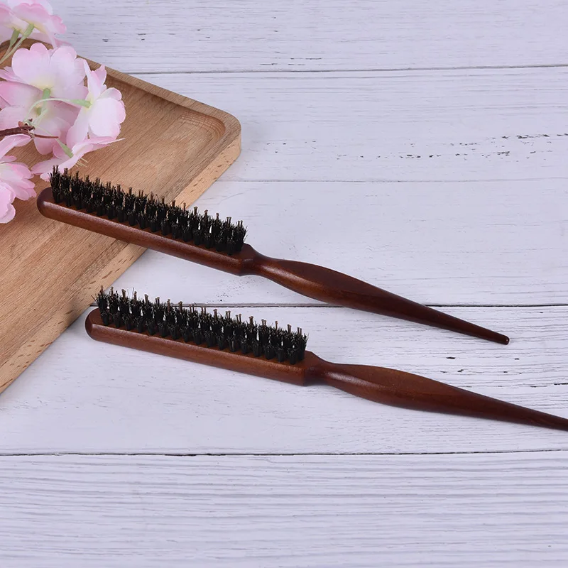 Щетка для волос с деревянной ручкой натуральный Кабан пушистая щетина расческа