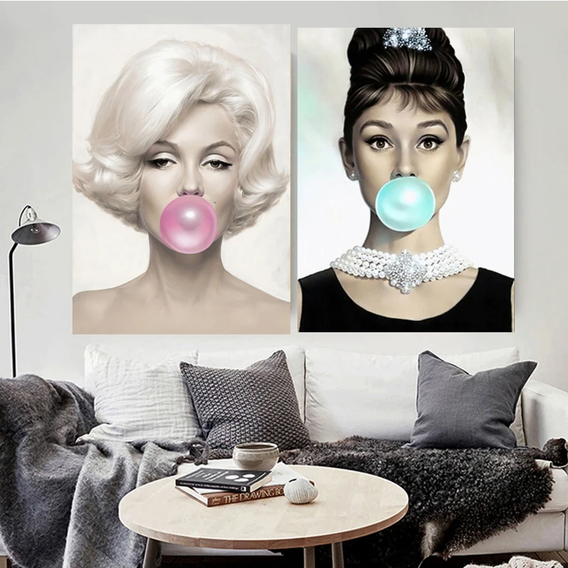 Мэрилин Монро Одри Хепберн цитаты рисунки на холсте настенные плакаты картины