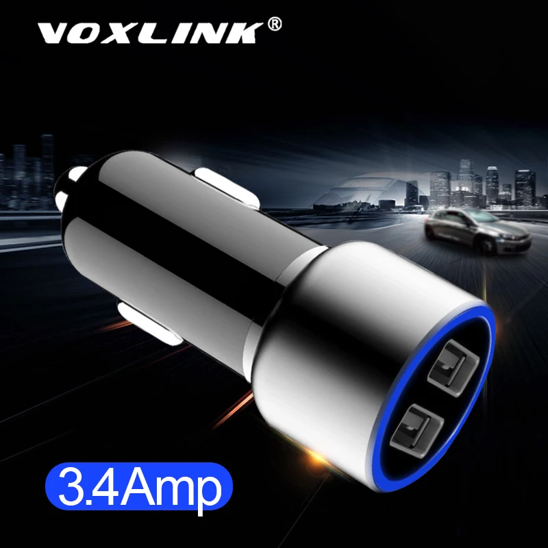 Автомобильное зарядное устройство VOXLINK с двумя usb-портами 5V3. 4A для iPhone iPad samsung Galaxy htc Xiaomi huawei, быстрая зарядка в автомобиле
