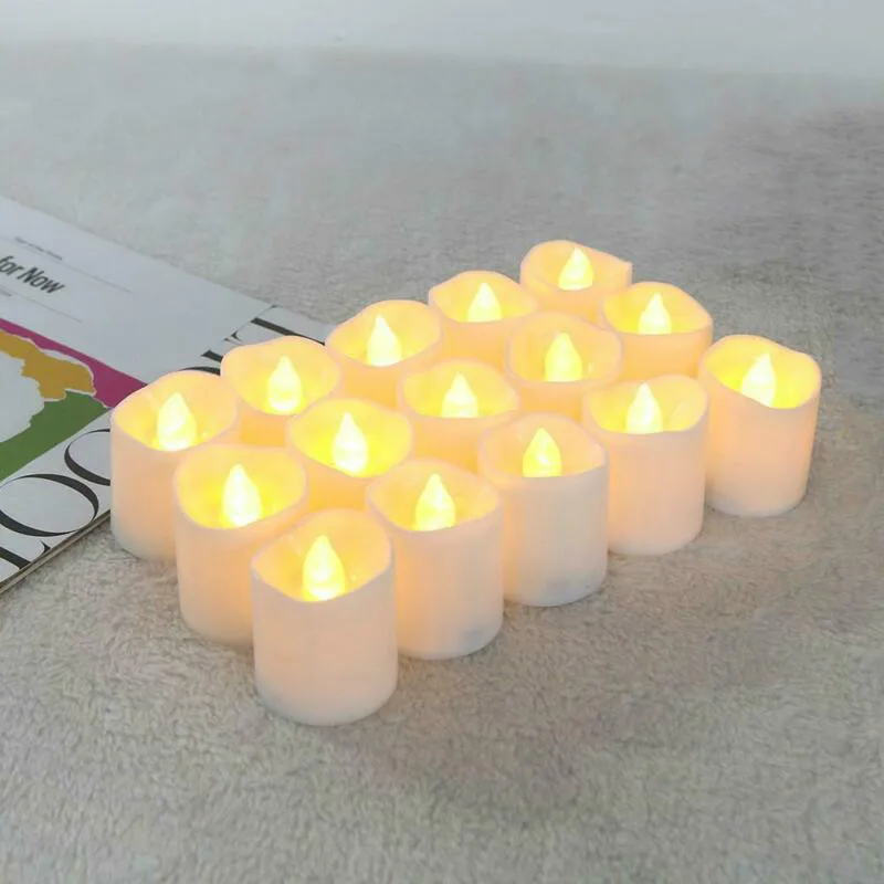 

12 Plastic simulation electronic tea wax, flameless LED candle, uneven edges, suitable for wedding/family/Christmas decoration