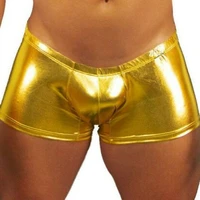 2021 boxer men underwear sexy night club boxers bright boxershorts gold faux leather panties performance underpant boxer homme