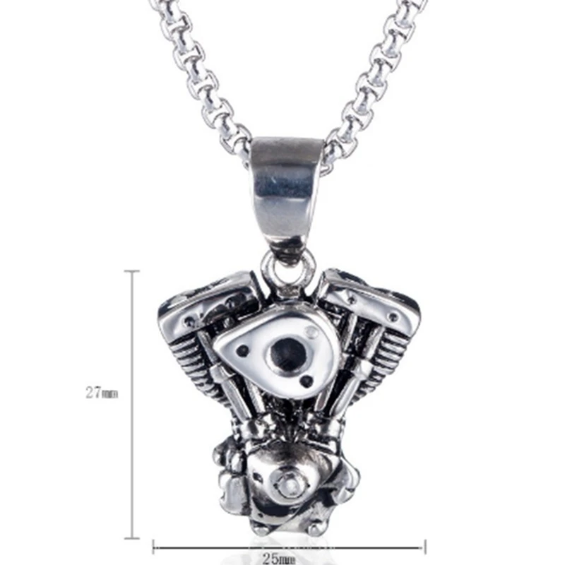 

2021 1PC Engine Motorcycle Chain Biker Punk Gothic Necklace For Men Vintage Stainless Steel Chain 37*52mm/1.45*2.04in