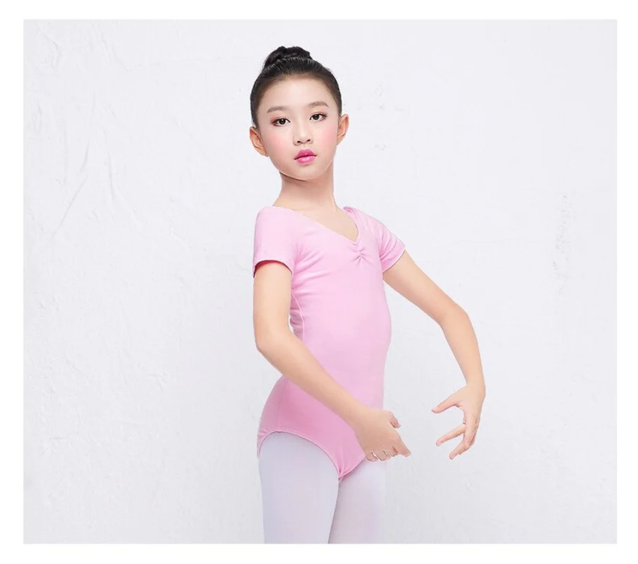 

Toddler girl kids ballet Leotard ballet Jumpsuit short-sleeved dance Competition Constume clothes Children cotton tights