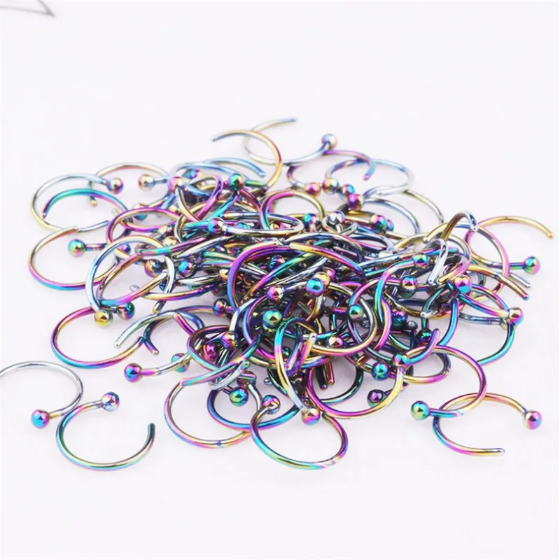 Панк нержавеющая сталь поддельное кольцо для носа C клипсой губ серьги Helix Rook Tragus