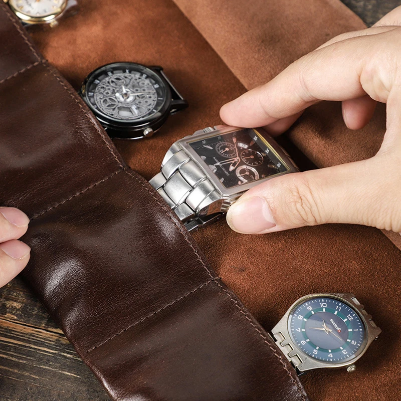 Чехол для часов из натуральной кожи дорожный Органайзер воловьей с 6 отделениями