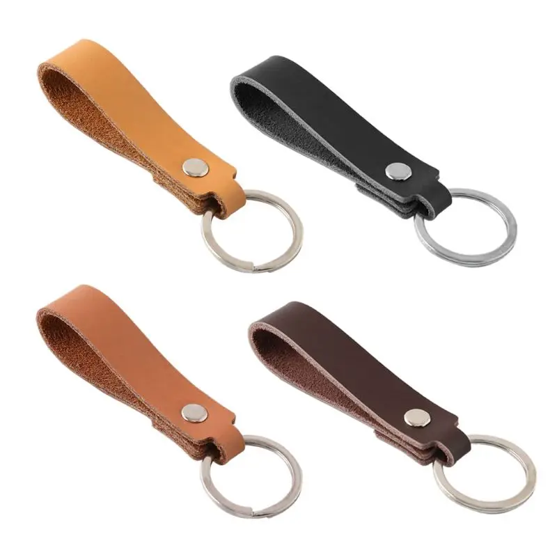 

POB Key Holder Handmade Genuine Leather Sliver Key Ring Lanyard Keychain Jewelry