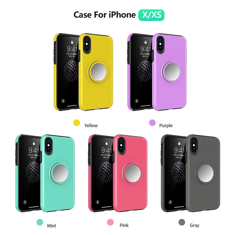 Модный чехол для iPhone xs max, чехол для мобильного телефона, подушка безопасности, кронштейн Apple XR, анти-капля, 8 Plus, телескопическое магнитное кольцо с зеркалом
