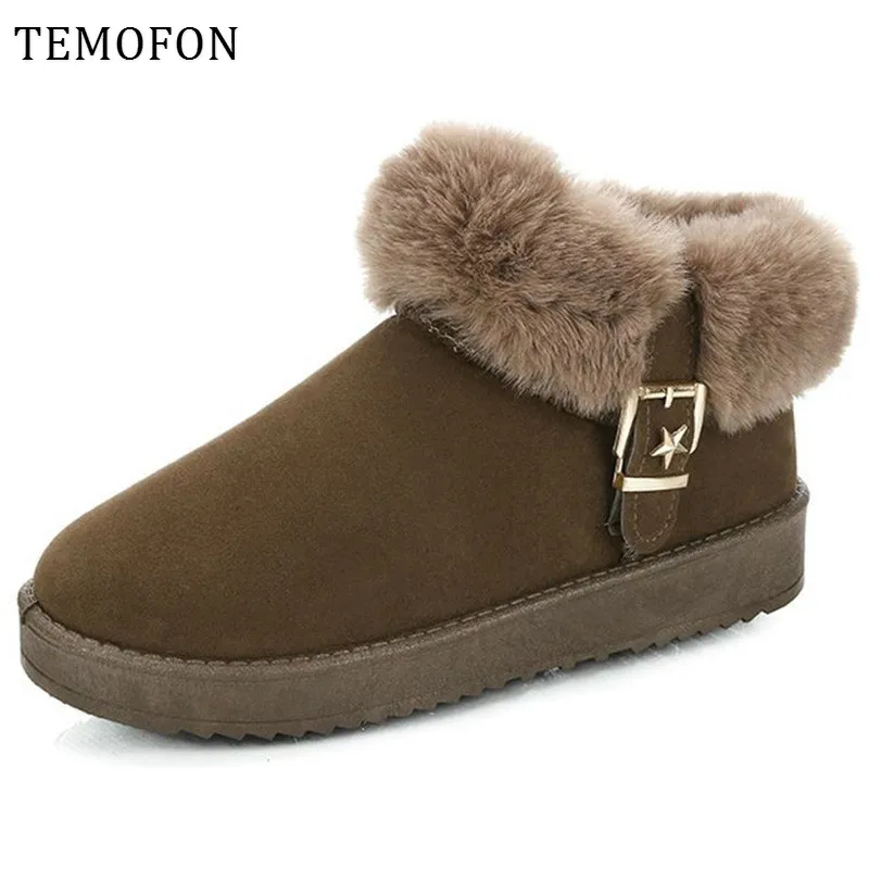 Зимние ботинки Женские ботильоны Женская повседневная обувь на меху Короткие