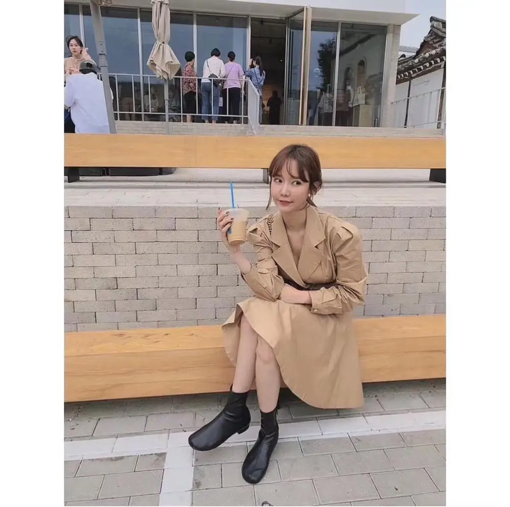 

Early Autumn New Fashion Lapel Double-Breasted Slim Lantern Sleeve Long Sleeve Dress