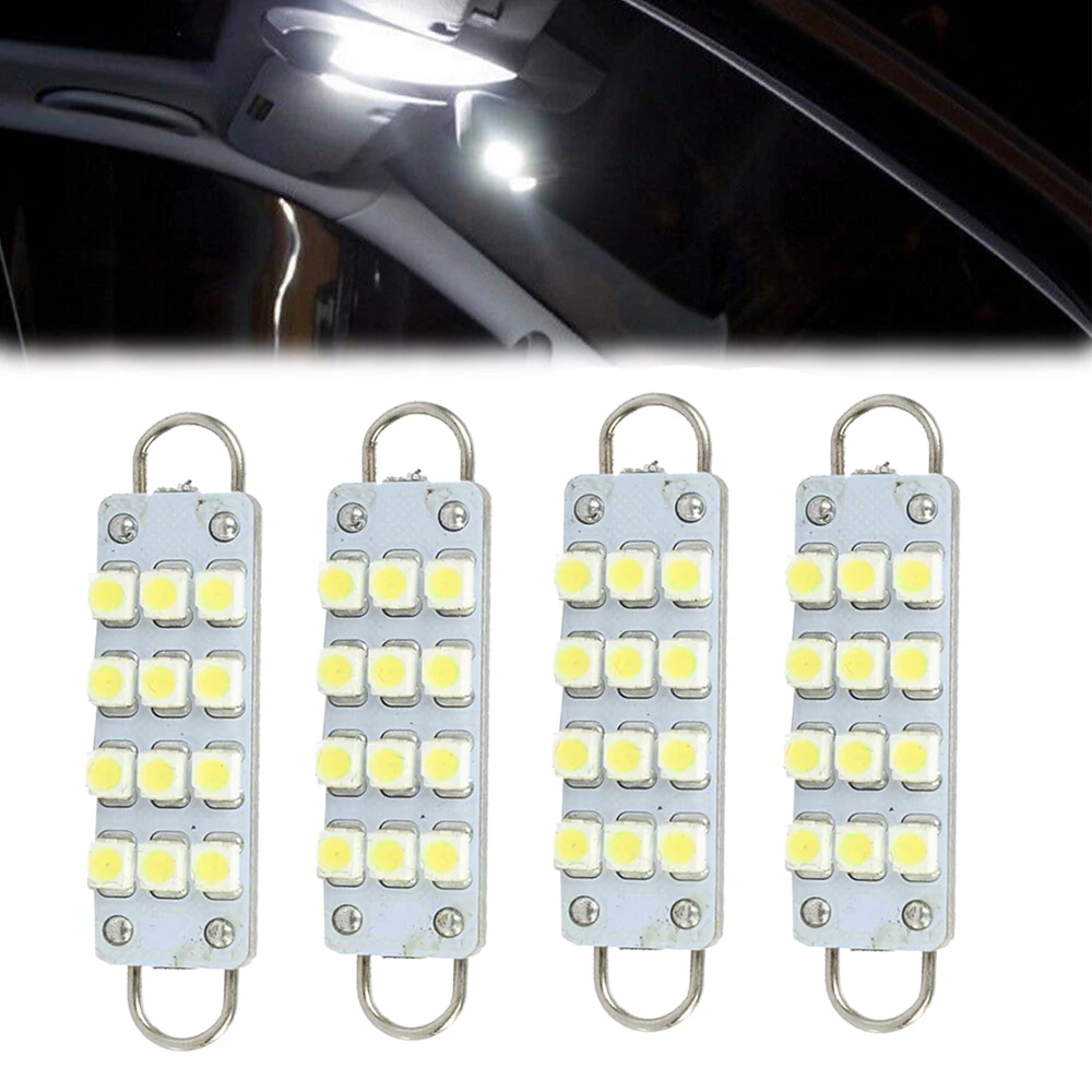 

4pcs 561 562 567 564 12SMD 44mm Rigid Loop Festoon Pure White LED Bulbs Reading Dome Map Light Car Interior Lights Accessories