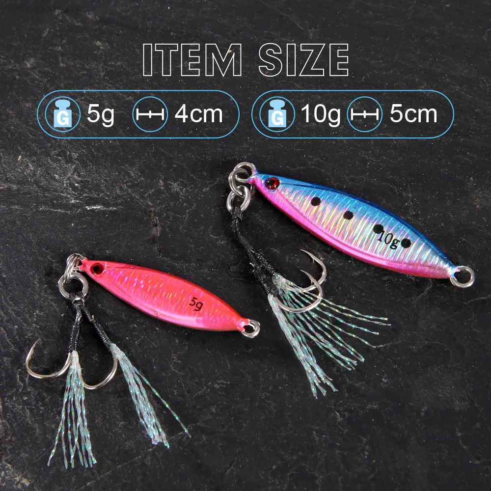 Micro Metal Jig 5g 10g Shore Casting Jigging lure Shore Casting Spoon Saltwater Jack Fishing lure Bit Artificial Bait