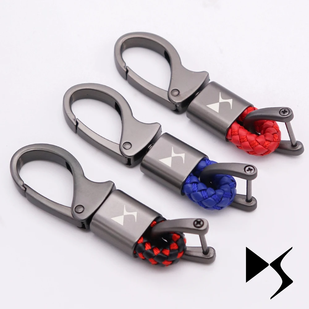 

Car Leather Rope Car Emblem Keychain braided rope High-quality key holder For DS DS3 DS4 DS4S DS5 DS6 car accessories interior