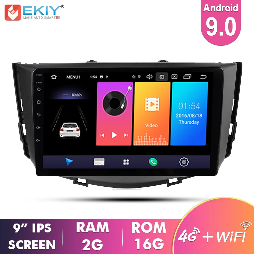 EKIY 9' ips Android 9,0 авто радио Автомобильный мультимедийный для Lifan X60 2012- gps Navi Навигация стерео аудио 4G wifi видео плеер