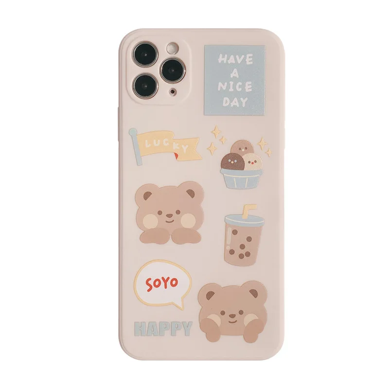 Сладкий в стиле Bubble tea молочный чай медведь чехол для телефона apple iPhone 12 11 Pro Max XS MAX