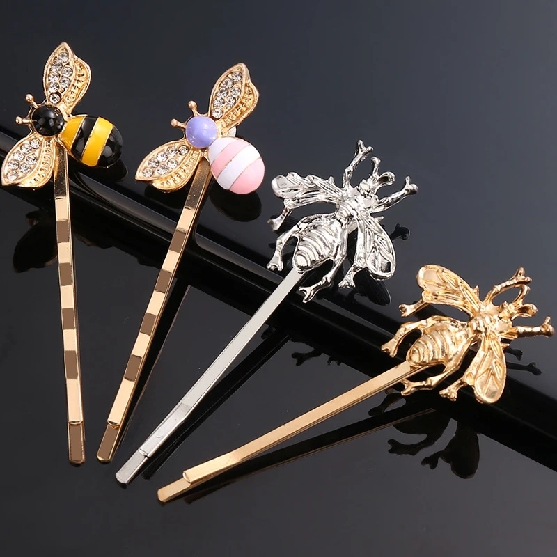 Kawaii Mini Bee Алмазная металлическая заколка для волос Классическая поп аксессуары