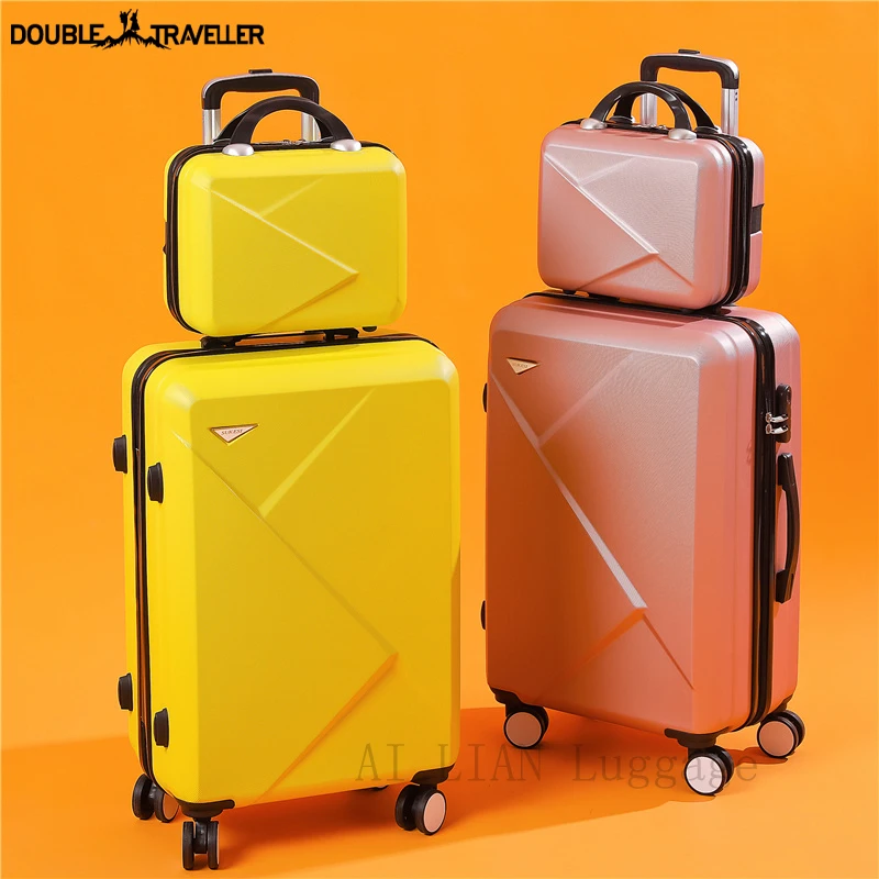 Travel suitcase on wheels ABS+PC Women trolley luggage bag 20inch carry ons rolling luggage set Cabin suitcase case 24/28 inch