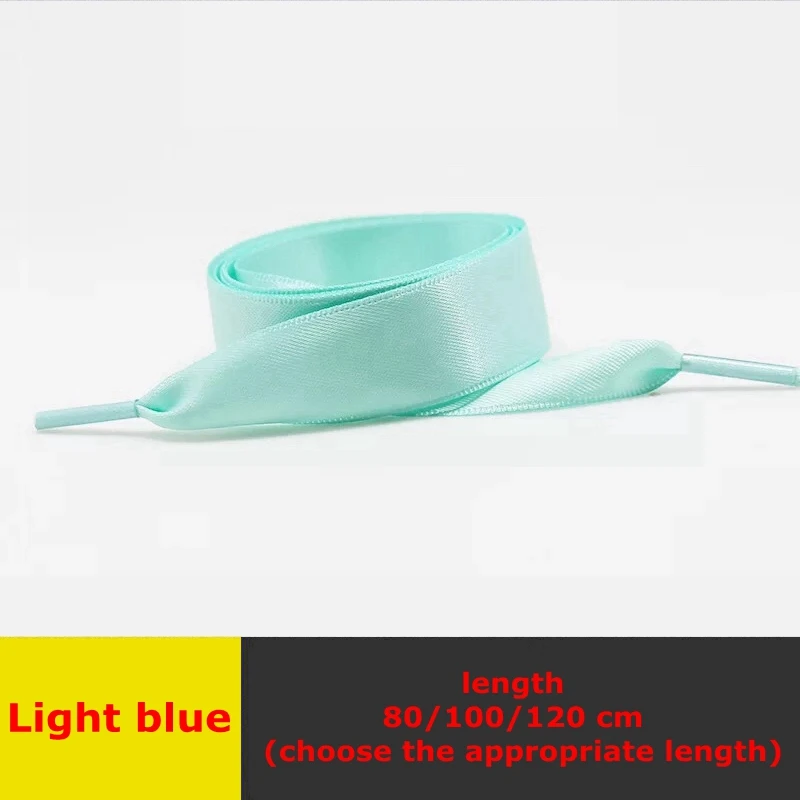 Light blue 1 пара атласной ленты шелковая обувь шнурки для отдыха на открытом воздухе шнурки белые женские романтические модные шнурки 80 см/100 см/120 см - Цвет: Light blue