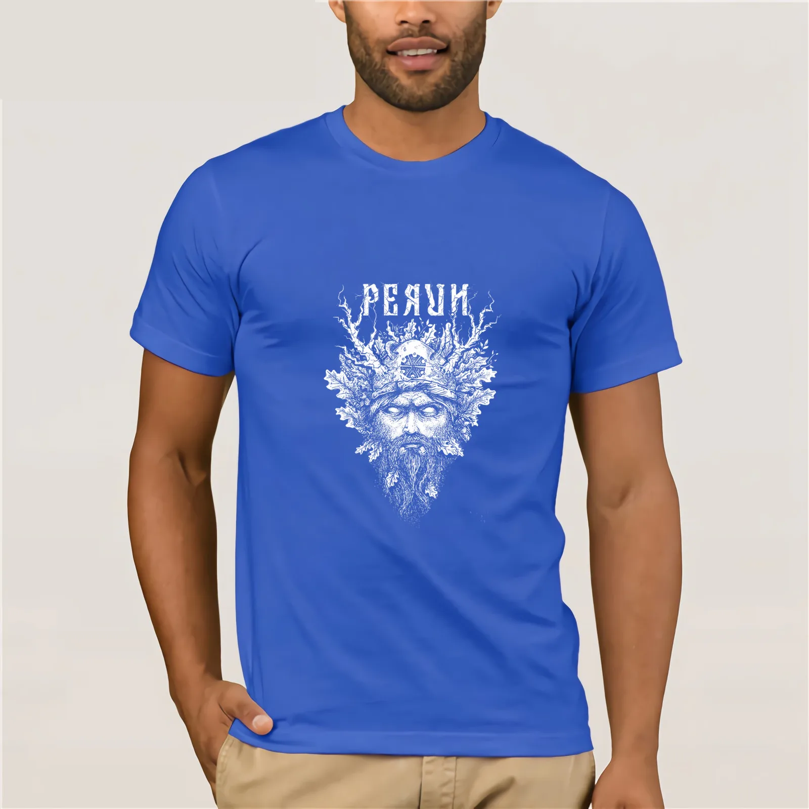 Perun-tee design for Tirval clothes хлопковая Футболка Молодежная трендовая Мужская футболка с