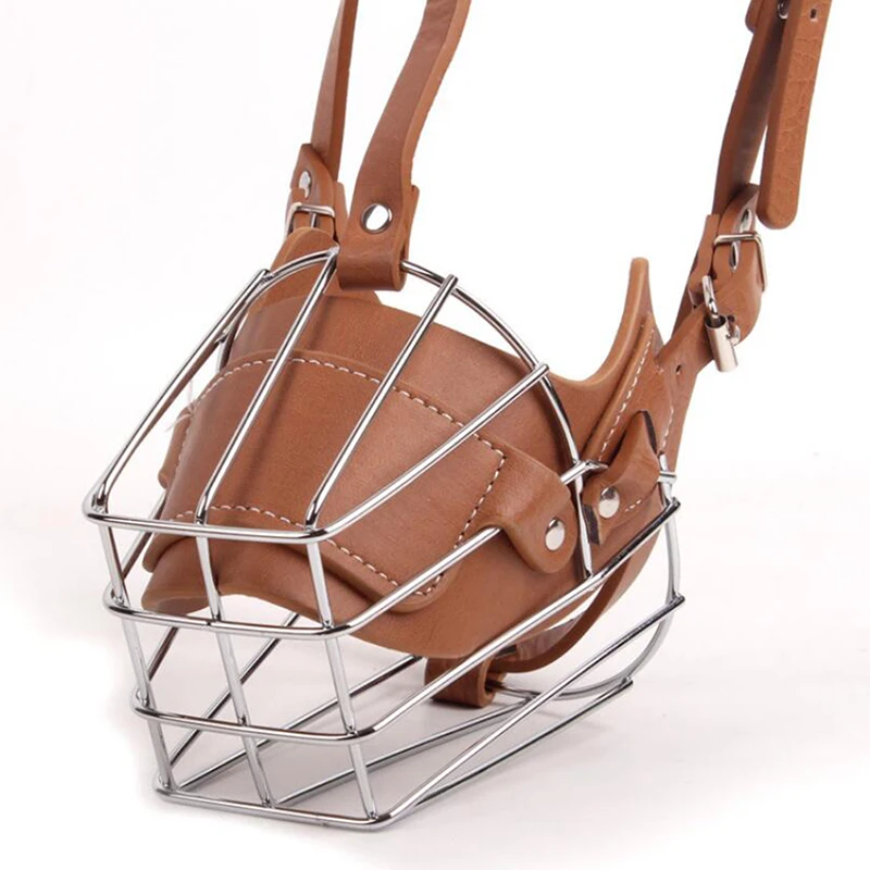 

Black/ Brown Strong Metal Wire Basket Dog Muzzle For Large Dog Amstaff Pitbull Bull Terrier Anti-Bite Bark Chew Muzzles
