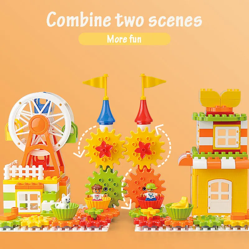 

New Building Blocks Set Large Particle Gear Building Block Diy Puzzle Assembling Toys Combination Scene Compatible with Duploed