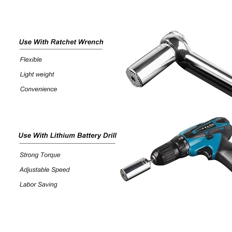 7-19 мм набор головок с гнездом квадратной головкой Трещоточный ключ муфтой для