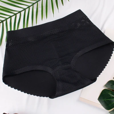 S2BK Sexy Women Mid-rise Sponge pad Enhancers Fake Ass Panty Hip Butt Lifter Underwear Bottom Push Up Panties Beathable Panty Shorts - Цвет: S2BK