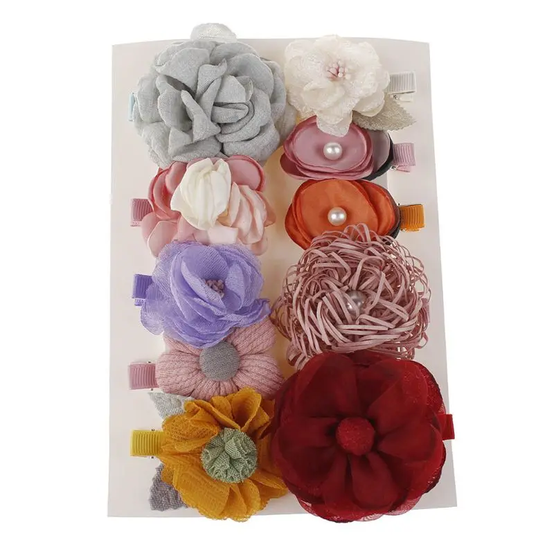 

10pcs Kids Girl Handmade Flowers Hairpin Child Hair Clips Baby Barrette Headwear D7YD