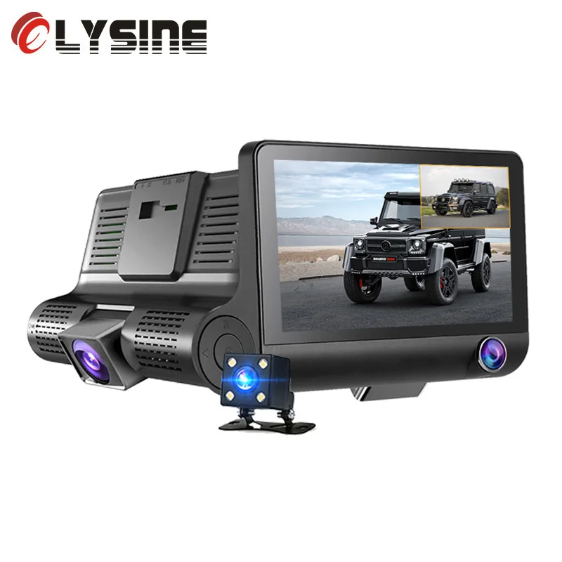 Olysine 4 0 дюймовый автомобильный видеорегистратор 3 канальный Full HD 1080P с IPS экраном