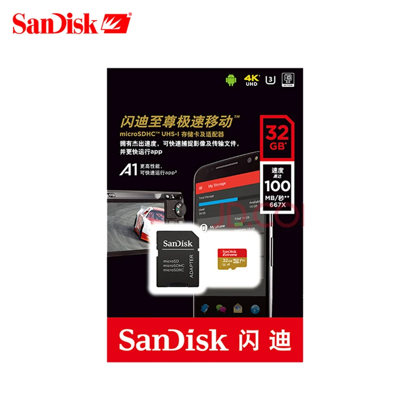 Sandisk Оригинальная карта памяти Экстрим Micro SD A2 A1 V30 U3 флэш 64 ГБ 32 TF 128 Microsd для