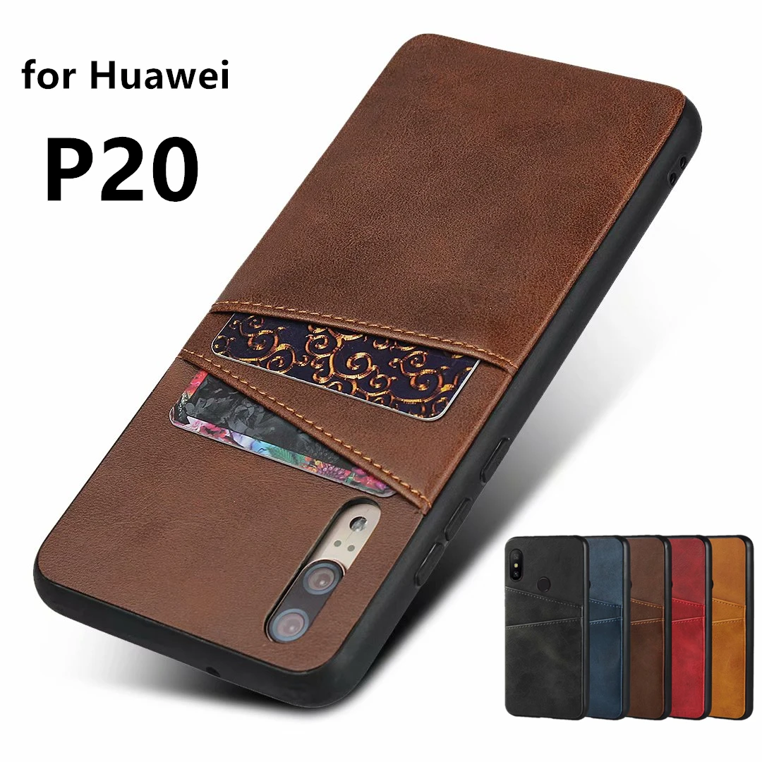 Премиум чехол из искусственной кожи для Huawei P20 кошелек и слоты карт защитная