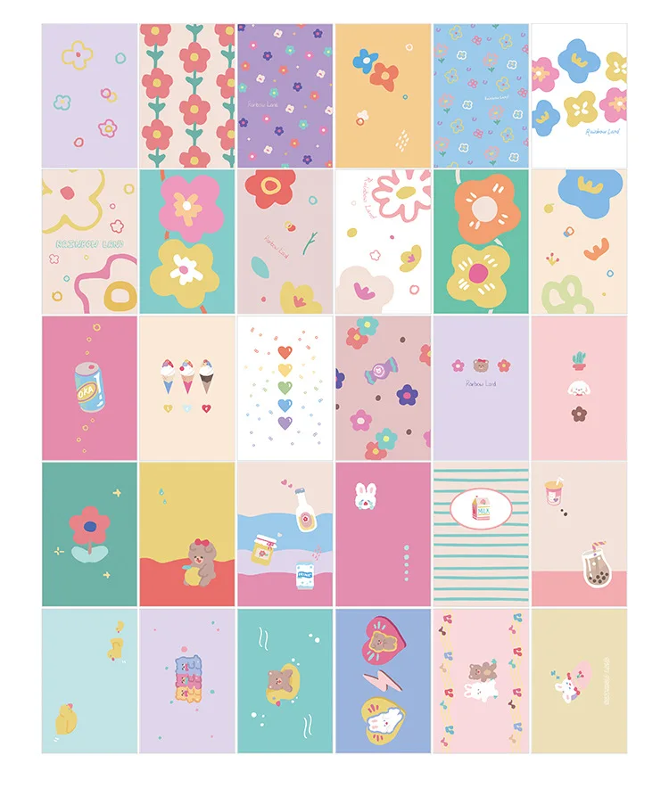 30pcs /1lot Cute Rainbow Land Series Greeting Cards Postcards Birthday Letter Business Gift Card Set Message Card