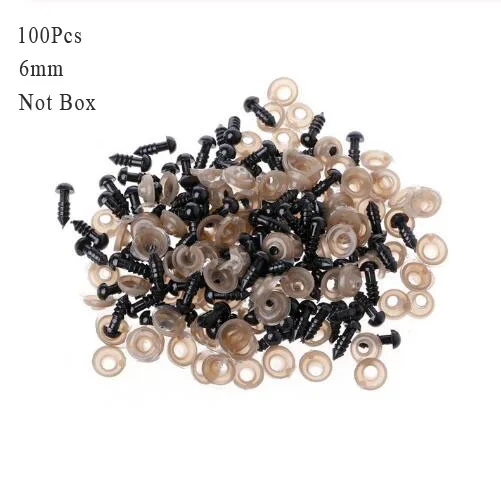 100Pcs 6mm 100 шт. на возраст от 6 до 12 лет мм черный Изделия из пластика защитные глаза для плюшевый мишка, мягкая игрушка кукла животных амигуруми DIY аксессуары GYH - Цвет: 100Pcs 6mm