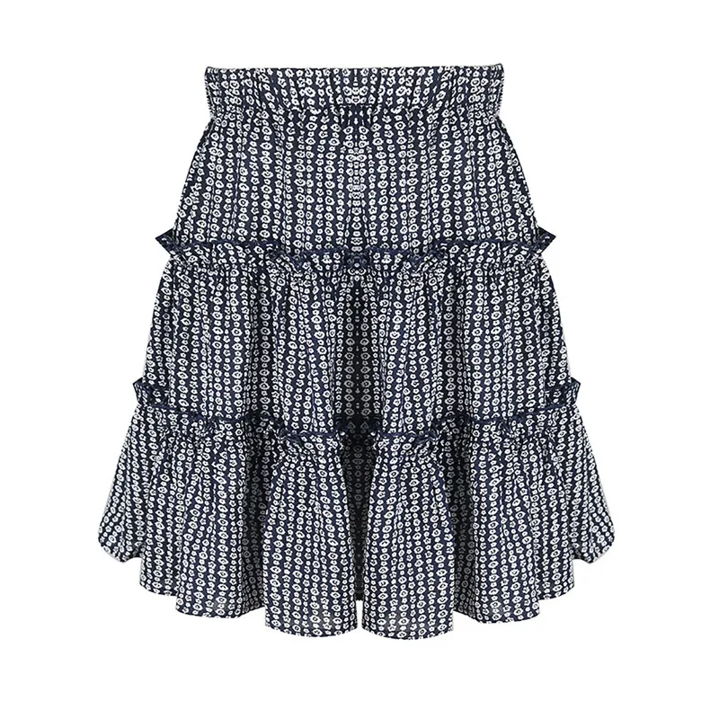 

Female Summer Floral Print A-line Skirt High Waist Pleated Skirt Short Skirt Casual Loose Skier For Shopping/dating